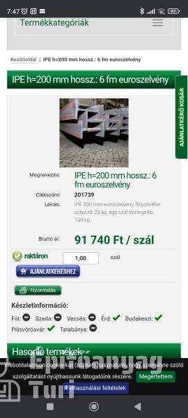 200mm IPE gerenda I gerenda