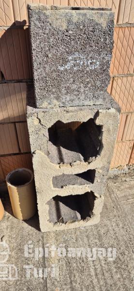Bontott füstcsatorna, kéményelemek - terrakotta, kerámia csövek, betonzáró