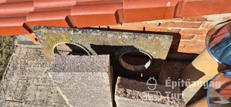 Bontott füstcsatorna, kéményelemek - terrakotta, kerámia csövek, betonzáró